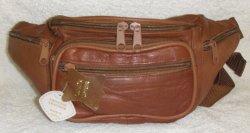 Thumbnail of Genuine Lambskin Leather Fanny Pack - #3078 Rust Brown