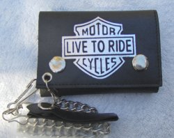 Thumbnail of Genuine Leather Trifold Wallet w/Chain 