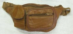 Thumbnail of Genuine Patch Leather Fanny Pack - #7073 -LIGHT BROWN