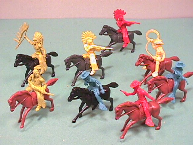 Western Plastic Cowboys & Indians Riding Figures Set 42003