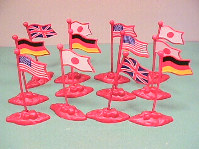 Set Of 12 Assorted Plastic Flags And Bases