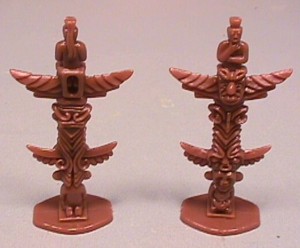 Pair of Plastic Western Indian Totem Poles