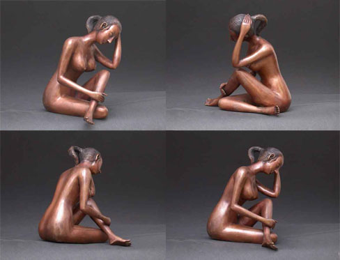 Sad Lady Female Bronze Sculpture