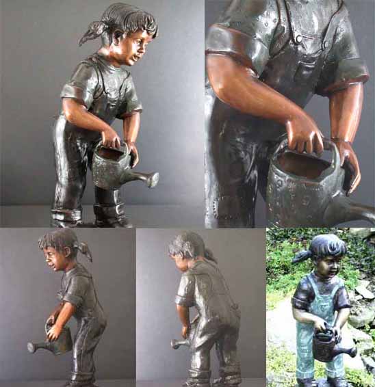 The Watering Can Child Solid Bronze Fountain Sculpture