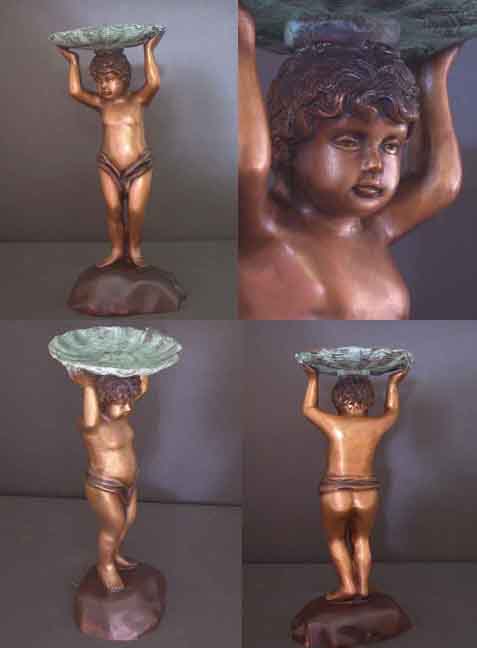 Baby Boy Bronze Fountain Garden Pond Art Sculpture