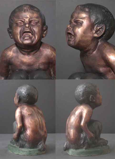 Image 0 of Bronze Satyr Greek Mythology Sculpture Crying Boy Goat 