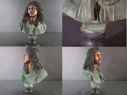 Bronze Bust Sculpture Statue Figurine Moliere French Dramatist