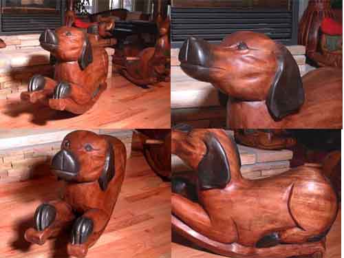 Rocking Dog Hound Sculpture Handmade Carved