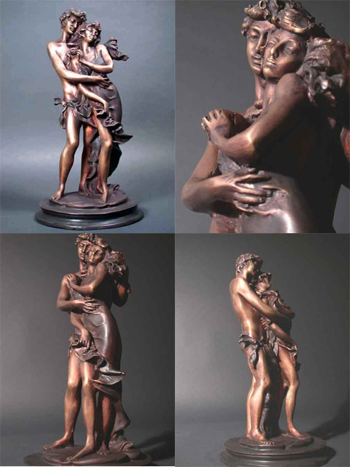 Bronze Sculpture Couple Lovers Classic Art