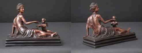 Lady with Cherub Bronze Sculpture