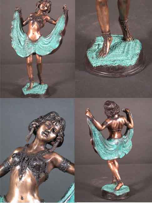 Gypsy Dancer Female Figure Solid Bronze Sculpture