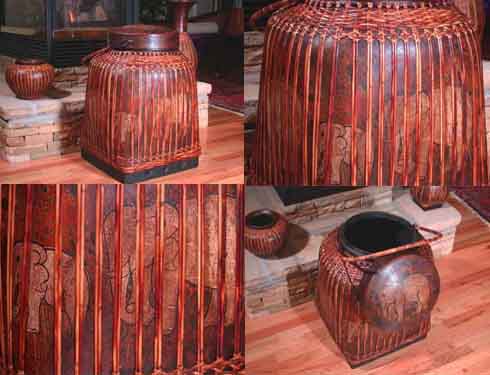 Image 0 of 24 Lacquered Rice Basket Thai Folk Art