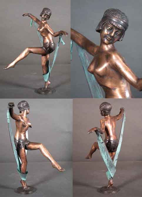 Ribbon Dancer Female Solid Bronze Sculpture