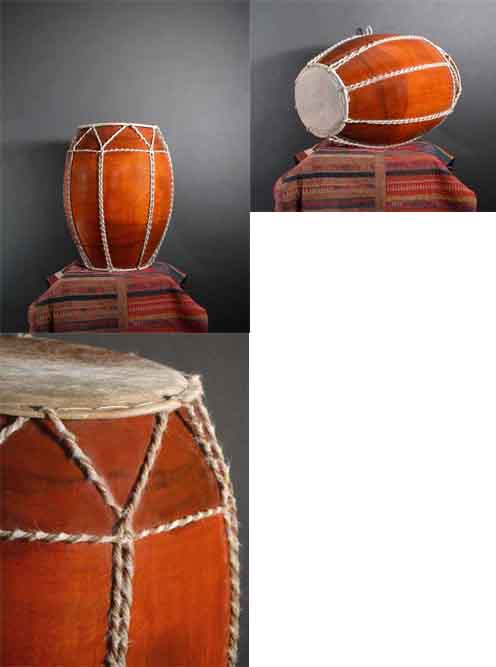 Rare Tribal Drum From Golden Triangle / Gut & Wood