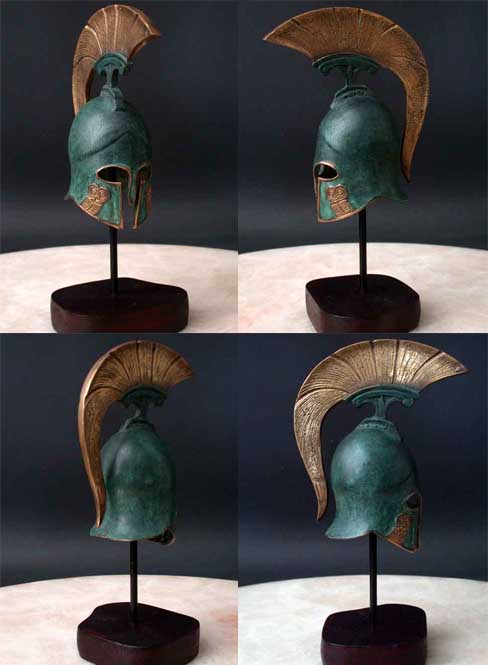 Bronze Sculpture Art Helmet Roman / Greek Gladiator