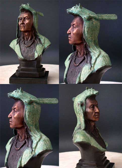 The Last Mohegan Bronze Bust Art Sculpture