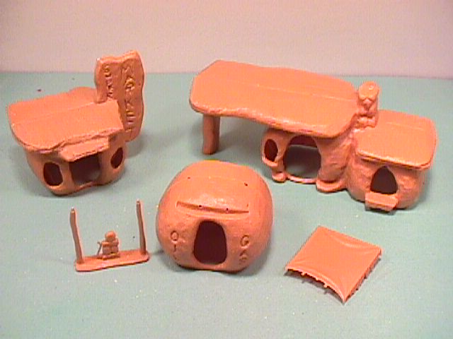 Marx Re-Issue Flintstones Plastic Rock Buildings Set