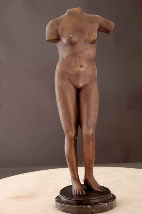 Bronze Female Figure Classical Pose Sculpture Art