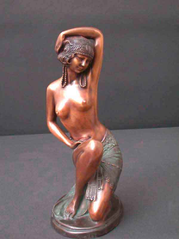 Art Deco Lady Bronze Sculpture w/ Marble Base