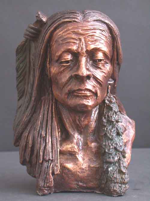 Bronze Bust American Indian Sculpture Western Art