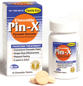 Pin-X Pinworm Orange Flavor Chewable 12 Tablet