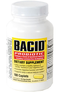 Bacid Probiotic Dietary Supplement Caplets 100 Ct.