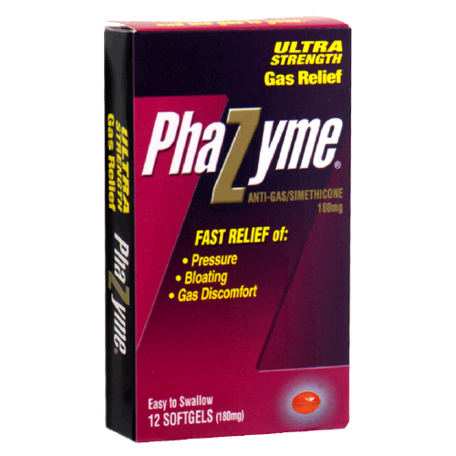 Phazyme Ultra Strength Gas Relief 180 mg Easy To Swallow Softgels 12