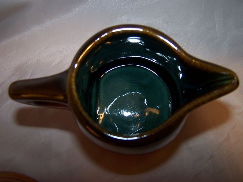 Image 3 of Brown Drip Blue Interior Creamer Sugar Bowl Israel
