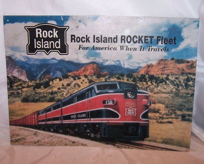 Rock Island Rocket Fleet Train Tin Sign, Reproduction