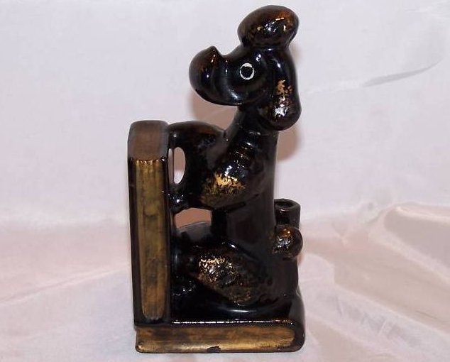 Image 0 of Bookend Poodle w Pen Holder Black and Gold, Japan