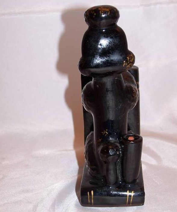 Image 1 of Bookend Poodle w Pen Holder Black and Gold, Japan