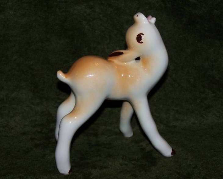 Image 0 of Baby Deer Figurine Calling for Its Mother, Vintage