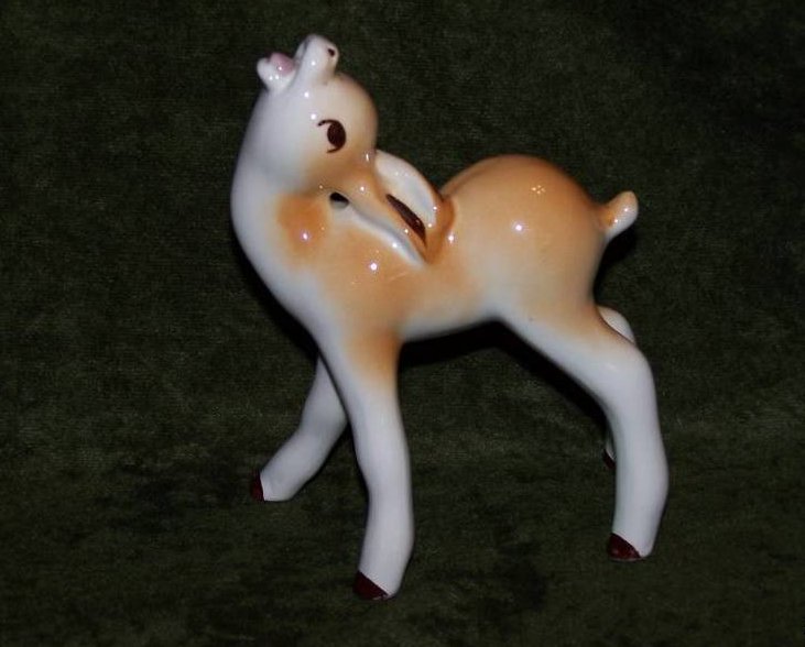 Image 1 of Baby Deer Figurine Calling for Its Mother, Vintage