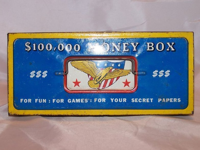 $100,000 Money Box Toy Tin Box, The Ohio Art Co.