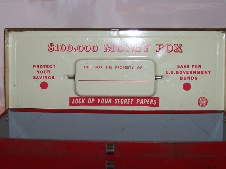 Image 1 of $100,000 Money Box Toy Tin Box, The Ohio Art Co.