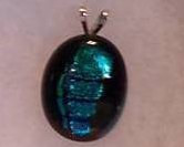 Blue Dichroic Fused Glass Pendant, Renaissance