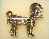 Image 1 of Poodle Pin, Brooch with Green Rhinestone Eyes