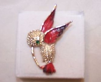 Gerrys Hummingbird Pin, Brooch w Rhinestone