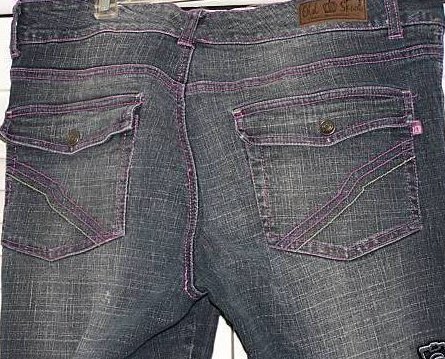 Jrs 13 Old Skool black jeans, w purple, green stitching