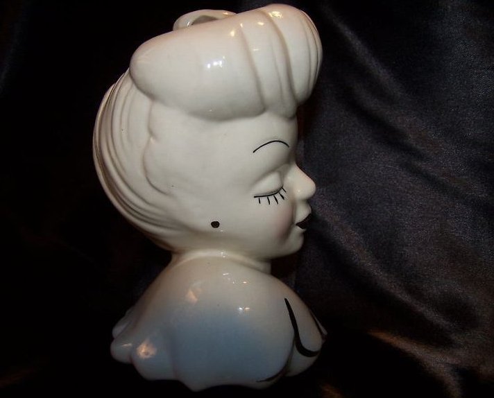 Image 3 of Lady Head Vase, Blue Glamour Girls Headvase Lady, Made in USA, 