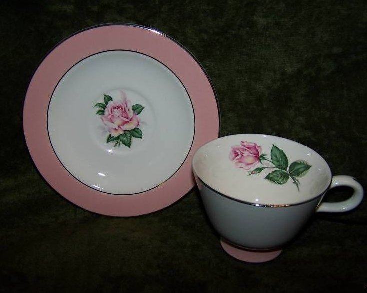 Lifetime China Pink Rose Saucer, Teacup Cup, Vintage