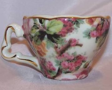 Image 0 of Demitasse Teacup Coffee Cup Rose Pattern