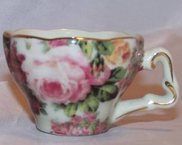 Image 1 of Demitasse Teacup Coffee Cup Rose Pattern