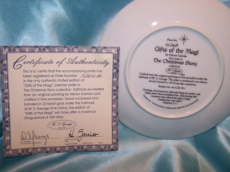 Image 2 of Gifts of the Magi Bradford Plate w COA, New in Box