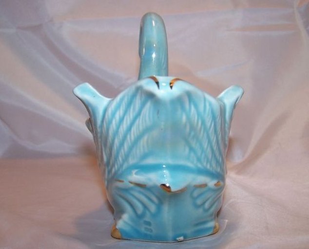 Image 3 of Gorgeous Blue Swan Ceramic Planter w Gold Highlights