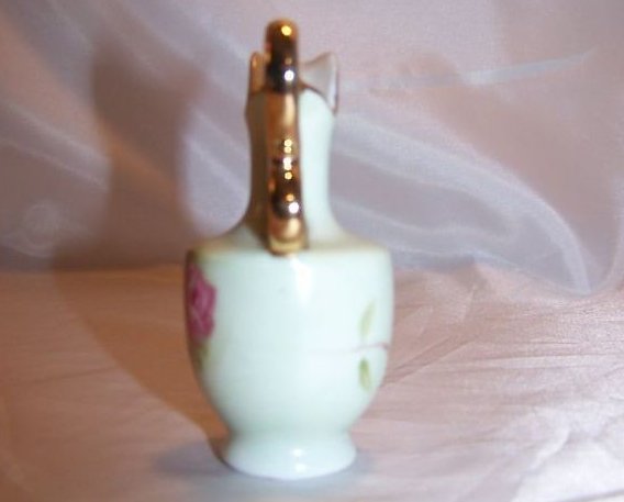 Image 1 of Lefton Gold Double Loop Handle Mini Pitcher with Roses