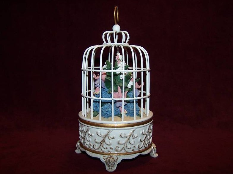 Image 2 of San Francisco Music Box Birdcage w Flower Bouquet