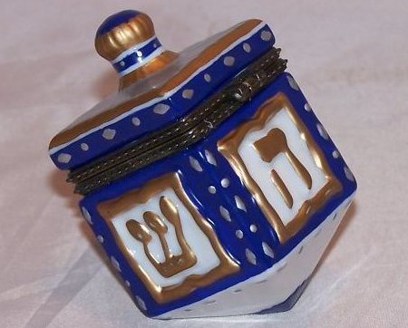 Image 0 of Dreidel Trinket Box w Coin, Chanukkah Hanukkah 