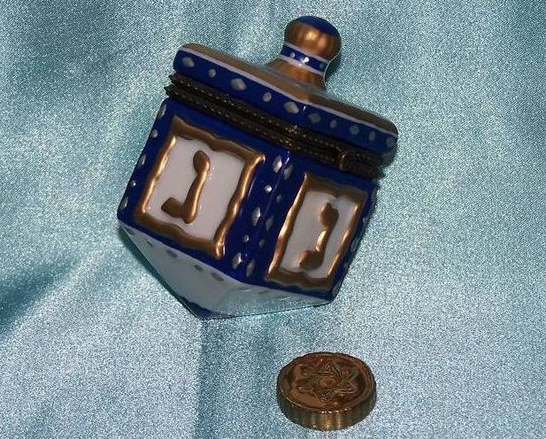 Image 1 of Dreidel Trinket Box w Coin, Chanukkah Hanukkah 