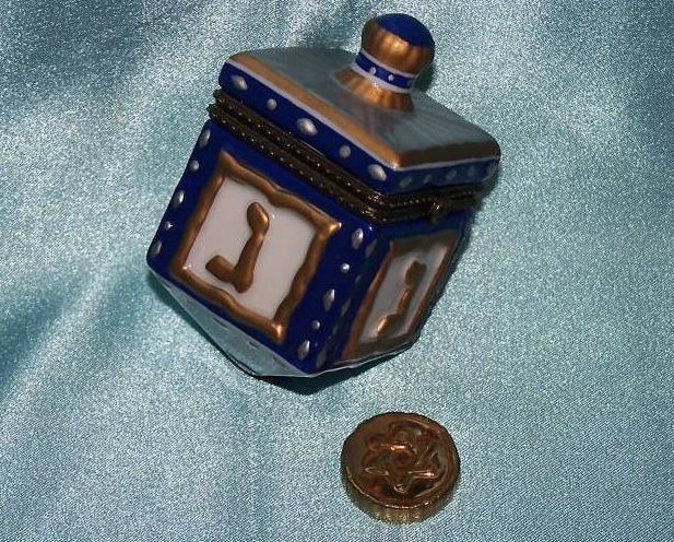 Image 2 of Dreidel Trinket Box w Coin, Chanukkah Hanukkah 